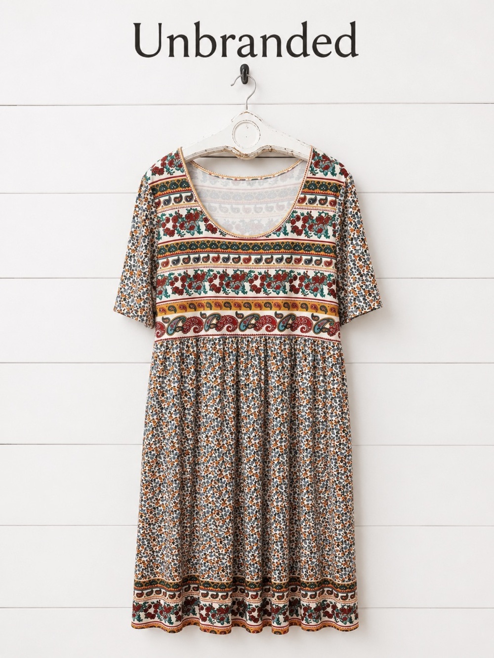 UNBRANDED Boho Floral Paisley Midi Dress Size XXL